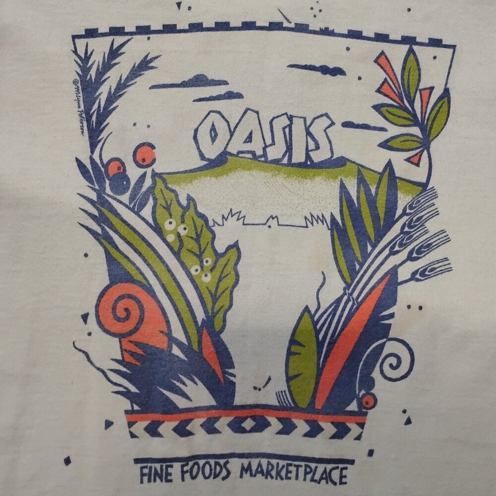 Vintage 90s Oasis Fine Foods Marketplace T-Shirt - Picture 1 of 8